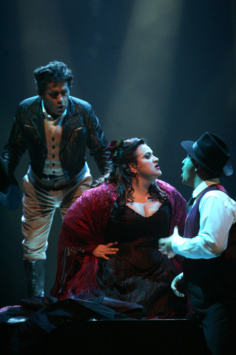 Acte IV, Mirjam Kalin (Dulcine), Andrej Debevec (Rodriguez), Matjaž Stopinšek (Juan), Jules Massenet, "Don Quichotte", Ljubljana 2007